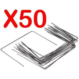 Lot de 50 Agrafes de Fixation Métal pour Toile de paillage ou géotextile avec Pointes biseautées 20cmX20cmX20cmVendu parcdiscount