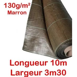 130g/m2 Toile Bache de paillage tissée Marron Anti-Mauvaises Herbes Largeur 3,3m Longueur 10m pas cher