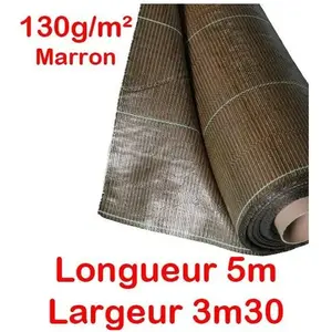130g/m2 Toile Bache de paillage tissée Marron Anti-Mauvaises Herbes Largeur 3,3m Longueur 5m pas cher