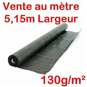 Toile Bache de paillage tissée Anti-Mauvaises Herbes 130g/m2 Vente au mètre / Largeur 5,15mVendu parcdiscount