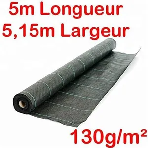 Largeur 5,15m Longueur 5m 130g/m2 Toile Bache de paillage tissée Anti-Mauvaises Herbes pas cher