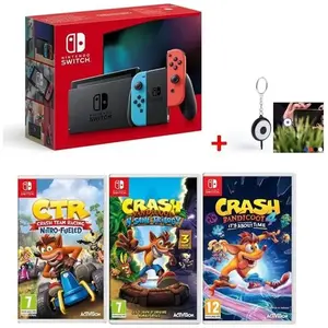 Console Nintendo Switch Néon + 3 Jeux Crash Bandicoot + Flash Led Offert pas cher
