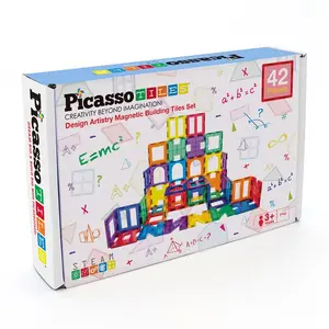 PicassoTiles Florsol Picasso Tiles Ensemble De Tuiles Magnétiques Artistry (pt42) Jeu De Construction 42 Pièces pas cher