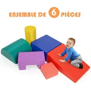 COSTWAY 6PCS Blocs de Construction en Mousse Colorée Jouets Educatifs ...Vendu parcdiscount