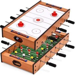 COSTWAY Babyfoot 2 en 1 : Jeu Football et Air Hockey Table de Jeu Mult... pas cher