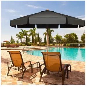COSTWAY Parasol pour Terrasse Inclinable Dia.3M avec Manivelle Anti-UV,Protection Solaire Toile Polyester Imperméable Gris pas cher