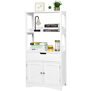 Armoire de Salle de Bain Meuble de Rangement WC - COSTWAY - Blanc - Ti... pas cher