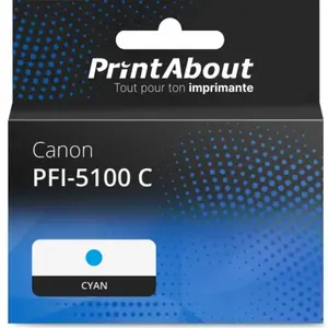 PrintAbout huismerk Inktcartridge PFI-5100 C Cyaan geschikt voor Canon