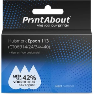 PrintAbout huismerk Inktcartridge 113 (CT06B14/24/34/440) 4-kleuren Multipack geschikt voor Epson pas cher