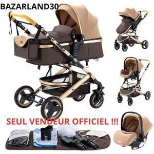 BAZARLAND30.Poussette 3 en 1 Bébé Combinée Siège-Auto Nacelle Trio Rév... pas cher