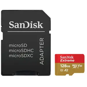 Comparateur de prix : SanDisk Extreme Action Cam microSDXC UHS-I U3 128 Go + Adaptateur SD