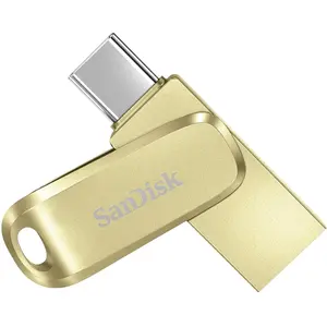 SanDisk 512 GB Ultra Dual Drive Luxe Clé USB C, jusqu'à 400 Mo/s, avec connecteurs USB Type-C et USB Type-A réversibles, pour Smartphone, Tablettes, Mac et PC USB 3.2, entièrement métallique, L'or pas cher