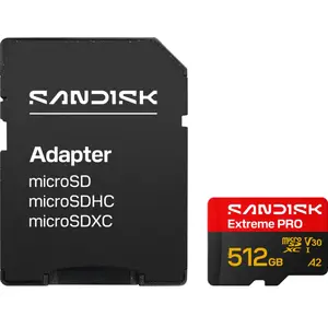 SanDisk MicroSDXC Extreme Pro 512GB UHS-I- 250M/170MB/s- 5K- 4K UHD pas cher