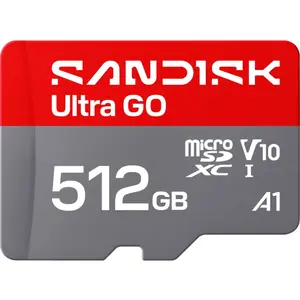 SANDISK Ultra MicroSD UHS-I 512GB 190MB/s R (512 Go, microSDXC, U1, UHS-I), Carte mémoire, Rouge, Gris