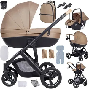 BAZARLAND30 Poussette 3 en 1 bébé avec nacelle pliable roues tout-terrain système de voyage accessoires et protection pluie inclus pas cher