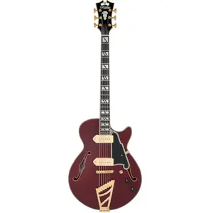 D'Angelico D'Angelico Deluxe SS Baritone Satin Trans Wine semi-akoestische bariton gitaarVendu parbax-music