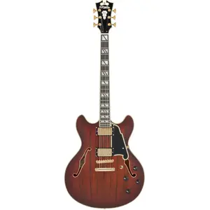 D'Angelico D'angelico Deluxe Dc Stopbar Satin Brown Burst Guitare Semi-Hollow Body Avec Étui pas cher