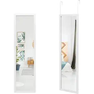 COSTWAY Miroir 2 en 1 Suspension Mural + Porte 119 x 33 cm, avec Croch... pas cher