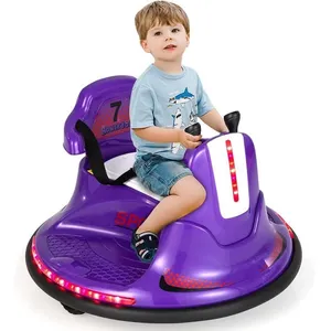 GOPLUS Auto Tamponneuse pour Enfants 6V avec Télécommande,Rotation à 360 Degrés,Lumières LED,2 Modes de Conduite,Violet