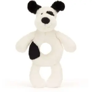 Jellycat Hochet Bashful Chien noir et crème (18 cm) pas cher