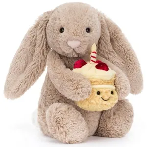 Jellycat Peluche Bashful Lapin Beige Anniversaire (31 cm) pas cher