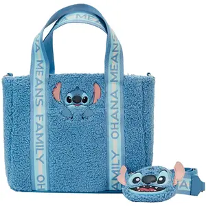 Fourre-tout - LOUNGEFLY - Stitch Disney - Bleu - Cuir végétalien - Matière sherpa pas cher
