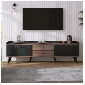Meuble TV avec tiroirs et portes coulissantes - Neche - 160x40x58 cm -... pas cher