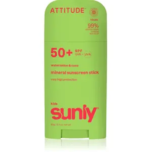 Attitude, Crème solaire, Children's mineral sunscreen SPF 50 Sunly Stick 60 g (Crème solaire, SPF 50) pas cher
