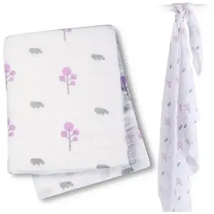 ELEMENTS FOR KIDS Lange Mousseline - Hippo Rose pas cher