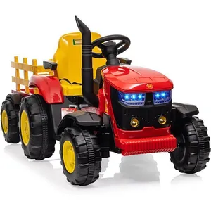BALOVEBY Tracteur Électrique Enfants 12V Remorque Amovible Double Mote... pas cher