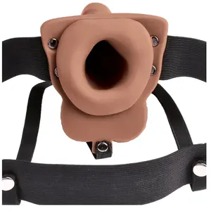 Fetish Fantasy Pipedream - 6 inch Hollow Recharge Strap On - Strap On Hollow Caramel Beige