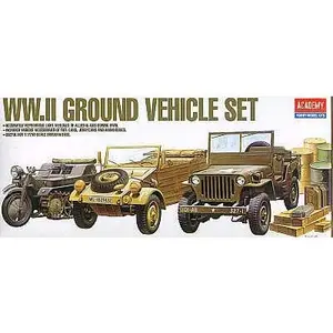 Academy Modelbouwpakket Militaire voertuigen - 13416 Light Vehicles Allied - Axis WWII - Sd.Kfz.2 - Jeep Willy - Militaire Voertuigen Plastic - 1:72 - Modelbouw