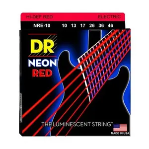DR Strings DR NRE-10 - Hi-Def Neon - Red, jeu guitare électrique, Medium 10-46 pas cher