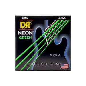DR NGB5-40 - Hi-Def Neon - Green, jeu guitare basse, 5 cordes Light 40...