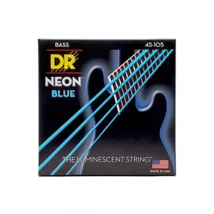 DR Strings DR NBB-45 - Hi-Def Neon - Blue, jeu guitare basse, Medium 45-105 pas cher