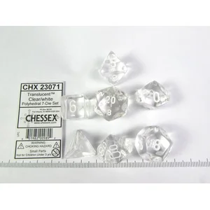 Jeu de rôles Chessex Set de 7 dés Transparent et Blanc pas cher