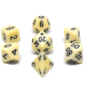 Chessex Opaque Poly 7 Set: Ivory/Black pas cher