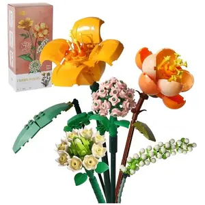 KENETUOS Construction Bouquet de Fleurs 456 Pièces, Vitalité Fleurs artificielles, pour la Maison ou Cadeau Noël/Saint Valentin pas cher