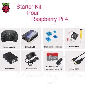 USIFUL Starter kit - Raspberry Pi - 4 Modèle B - 32 Go Micro SD - 3.5 ... pas cher
