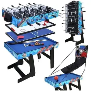 HLC Table Multi Jeux 5 en 1 Pliante-Billard-Babyfoot-Hockey-Tennis de Table-Basketball 103.4*57.5*72cm PliableVendu parcdiscount