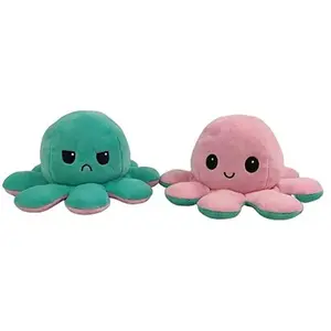 Animal en peluche de Poulpe Réversible Doux 19cm-Rose et vert pas cher