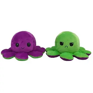 Animal en peluche de Poulpe Réversible Doux 20cm-Violet et vert pas cher