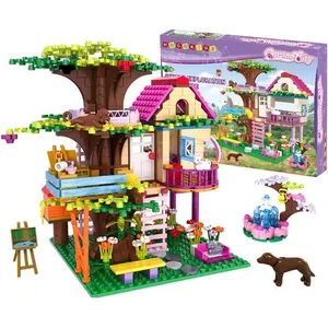 HOGOKIDS Cabane dans les Arbres 613PCS avec Fontaine et Animaux - Ensemble de Construction Créatif pour Enfants dès 6 Ans