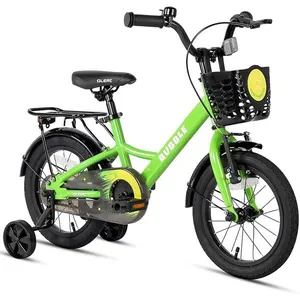 Glerc Bubble 12 pouces Vélo enfant pour garçons et filles de 2 3 4 ans avec stabilisateurs de panier et porte-bagages, vert pas cher