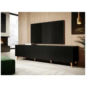BB-LOISIR Meuble tv 200x53x40 cm Noir palace meuble Hi-fi luxueux sideboeard commode sur pied pas cher