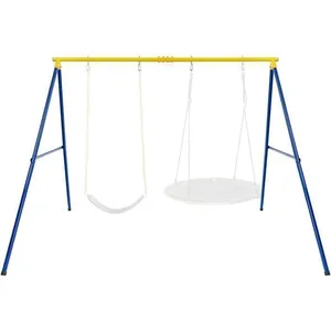 Portique de Balançoire en Métal Robuste - GOPLUS - Charge 300kg - Support de Nid d'Oiseau - Pour BalançoiresVendu parcdiscount