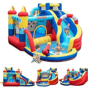 Aire de Jeux Gonflable - GOPLUS - Toboggan Aquatique/Canon à Eau/Mur d... pas cher