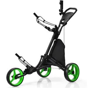 COSTWAY Chariot de Golf Pliable à 4 Roues Sangle Elastique,Porte-paras...Vendu parcdiscount