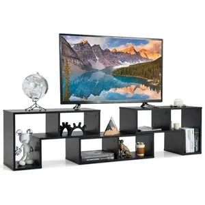 Meuble TV COSTWAY - Noir - Combination Libre - 3 Pièces - 80 kg - Bois bien conçu pas cher