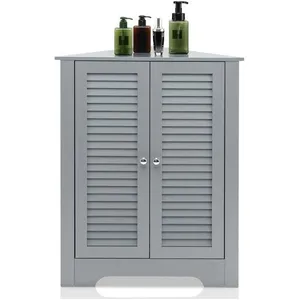 COSTWAY Armoire dAngle Meuble de Rangement 63x32x815 cm 2 Portes à Vol... pas cher
